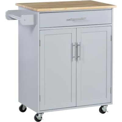 HOMCOM Desserte de Cuisine sur Roulettes 83l x 45P x 91,5H cm Gris Chariot de Service, Îlot de Cuisine, Tiroir de Placard, Porte-Torchons HOMCOM Desserte de Cuisine sur Roulettes 83l x 45P x 91,5H cm Gris Chariot de Service, Îlot de Cuisine, Tiroir de Placard, Porte-Torchons