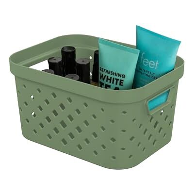 Sundis Pixel, panier de rangement 1,5l, en plastique vert sauge recyclé, empilable, idéal pour la salle de bain, la chambre, la décoration ou le bureau Sundis Pixel, panier de rangement 1,5l, en plastique vert sauge recyclé, empilable, idéal pour la salle de bain, la chambre, la décoration ou le bureau