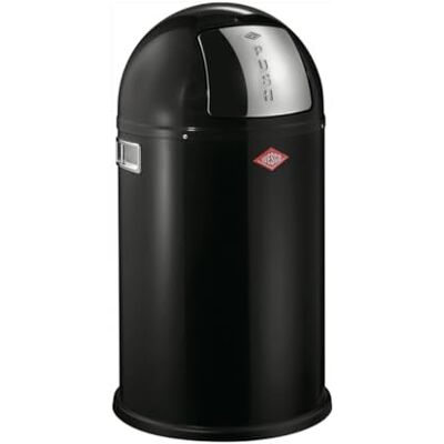 WESCO Poubelle Pushboy Junior de couleur noire, tôle d'acier revêtue par pulvérisation, volume de 22 litres, grand rabat en acier inoxydable, bac intérieur amovible WESCO Poubelle Pushboy Junior de couleur noire, tôle d'acier revêtue par pulvérisation, volume de 22 litres, grand rabat en acier inoxydable, bac intérieur amovible