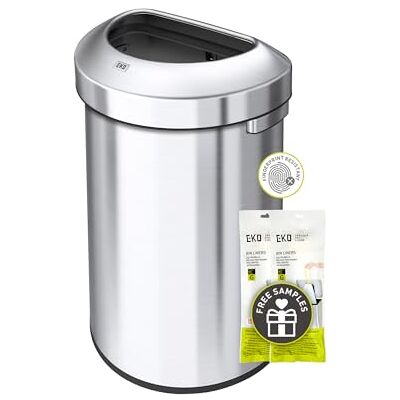 EKO Urban Poubelle semi-ronde en acier inoxydable pour intérieur et extérieur, grande poubelle commerciale en métal pour maison, bureau, restaurant, toilettes, 80 l EKO Urban Poubelle semi-ronde en acier inoxydable pour intérieur et extérieur, grande poubelle commerciale en métal pour maison, bureau, restaurant, toilettes, 80 l
