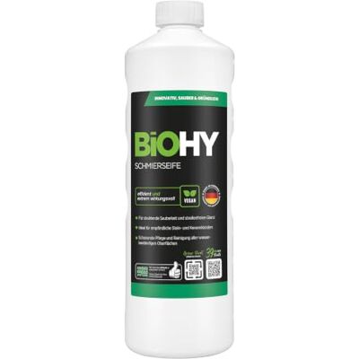 BIOHY Savon lubrifiant (bouteille de 1 l) Nettoyant concentré pour sols – Soin d'essuyage pour bois, parquet et carrelage Graisse extra fort et économique Nettoyant liquide bio pour sols BIOHY Savon lubrifiant (bouteille de 1 l) Nettoyant concentré pour sols – Soin d'essuyage pour bois, parquet et carrelage Graisse extra fort et économique Nettoyant liquide bio pour sols