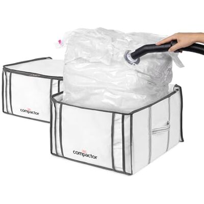 Compactor Lot de Housses avec Sac sous vide Life M, 2 cubes, rangement armoire, dressing, déménagement, compatible aspirateur et pompe à vide, compresse couettes, oreillers et vêtements Compactor Lot de Housses avec Sac sous vide Life M, 2 cubes, rangement armoire, dressing, déménagement, compatible aspirateur et pompe à vide, compresse couettes, oreillers et vêtements