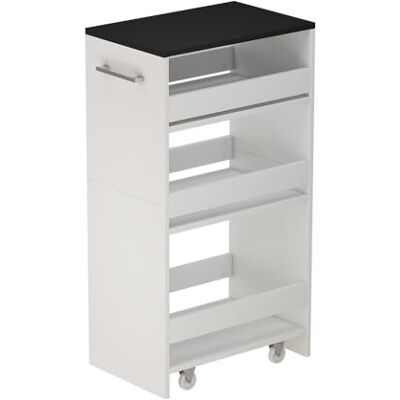 Vicco Caisson à roulettes "Rivo", blanc/anthracite, 30x84.8cm avec roulettes et surfaces de rangement ouvertes pour une utilisation flexible Vicco Caisson à roulettes "Rivo", blanc/anthracite, 30x84.8cm avec roulettes et surfaces de rangement ouvertes pour une utilisation flexible
