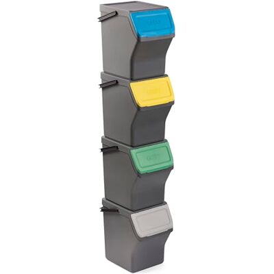 TATAY Poubelles de Recyclage Easy Waste 20 L, Set de 4, Capacité de 20 L Poubelles de Recyclage Easy Waste Set 4 Pièces Set de 4 Dimensions 35 x 27 x 36cm Finition de Couleur, Gris TATAY Poubelles de Recyclage Easy Waste 20 L, Set de 4, Capacité de 20 L Poubelles de Recyclage Easy Waste Set 4 Pièces Set de 4 Dimensions 35 x 27 x 36cm Finition de Couleur, Gris