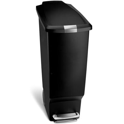 simplehuman CW1361 poubelle étroite à pédale, poubelle de recyclage pour la cuisine, tri selectif, plastique noir, 40 litres simplehuman CW1361 poubelle étroite à pédale, poubelle de recyclage pour la cuisine, tri selectif, plastique noir, 40 litres