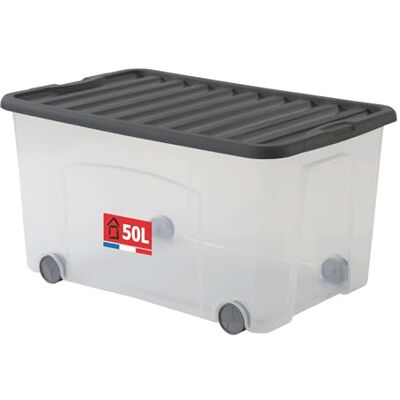 Sundis Ventilo 50L Boîte de Rangement avec Roues et Couvercle Clipsable. Couleur Gris Anthracite Sundis Ventilo 50L Boîte de Rangement avec Roues et Couvercle Clipsable. Couleur Gris Anthracite