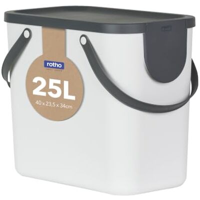 Rotho Albula Système de tri sélectif pour la cuisine, en plastique (PP) sans BPA, blanc/anthracite, 25 l (40,0 x 23,5 x 34,0 cm) Rotho Albula Système de tri sélectif pour la cuisine, en plastique (PP) sans BPA, blanc/anthracite, 25 l (40,0 x 23,5 x 34,0 cm)