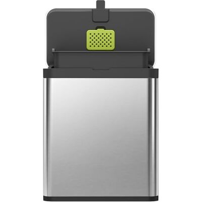 EKO Poubelle de cuisine à compost en acier inoxydable avec seau intérieur amovible et compartiment désodorisant, poubelle de cuisine murale de 7 l avec couvercle basculant (inoxydable et noir) EKO Poubelle de cuisine à compost en acier inoxydable avec seau intérieur amovible et compartiment désodorisant, poubelle de cuisine murale de 7 l avec couvercle basculant (inoxydable et noir)