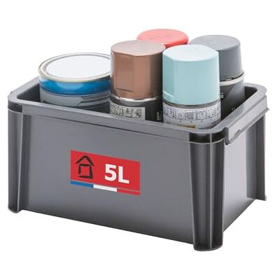 Sundis Master Box, bac de rangement 5L en plastique recyclé, robuste et renforcé, parois droites, superposable et combinable, idéal pour l’atelier, le bricolage ou le transport Sundis Master Box, bac de rangement 5L en plastique recyclé, robuste et renforcé, parois droites, superposable et combinable, idéal pour l’atelier, le bricolage ou le transport