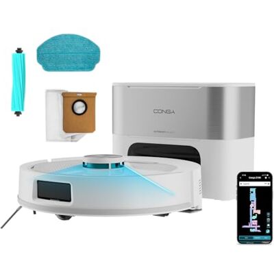 Cecotec Robot aspirateur Base auto-vidée 3L Navigation laser 2500Pa Conga Y80 Pearl. Autonomie 240 min en mode éco, brosse en silicone, idéal pour les maisons avec animaux domestiques Cecotec Robot aspirateur Base auto-vidée 3L Navigation laser 2500Pa Conga Y80 Pearl. Autonomie 240 min en mode éco, brosse en silicone, idéal pour les maisons avec animaux domestiques
