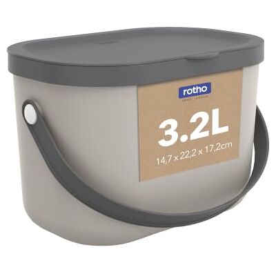 Rotho Albula 1054607422 Seau à compost avec couvercle et anse en plastique Marron 3,2 l Rotho Albula 1054607422 Seau à compost avec couvercle et anse en plastique Marron 3,2 l