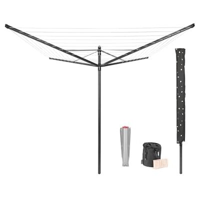 Brabantia Séchoir Lift-O-Matic Etendoir Linge Extérieur Antidérapantes Résistantes aux UV, 50 m Rotation Fluide Pratique Douille en Métal à Planter Dans le Sol Anthracite ø 295 cm Brabantia Séchoir Lift-O-Matic Etendoir Linge Extérieur Antidérapantes Résistantes aux UV, 50 m Rotation Fluide Pratique Douille en Métal à Planter Dans le Sol Anthracite ø 295 cm
