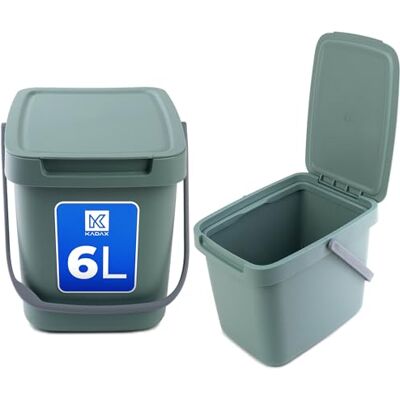 KADAX Poubelle en plastique avec couvercle rabattable et poignée, collecteur de déchets rectangulaire, pour le tri sélectif (vert, 6 l) KADAX Poubelle en plastique avec couvercle rabattable et poignée, collecteur de déchets rectangulaire, pour le tri sélectif (vert, 6 l)