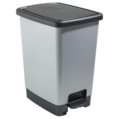 Sundis Cover Bin, poubelle à pédale 30 L, rectangulaire, en plastique recyclé, aspect métal, avec anses pour accrocher et cacher le sac, pour cuisine, bureau, buanderie, atelier, salle de bain Sundis Cover Bin, poubelle à pédale 30 L, rectangulaire, en plastique recyclé, aspect métal, avec anses pour accrocher et cacher le sac, pour cuisine, bureau, buanderie, atelier, salle de bain