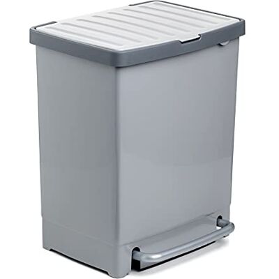 TATAY Poubelle Recyclage à Pédale 25 L, pour Sacs 30 L, 33,5 x 31 x 42 cm Poubelle Recyclage à Pédale Séparateur Intérieur 2 Déchets Plastique Résistant sans BPA Usage Cuisine, Gris TATAY Poubelle Recyclage à Pédale 25 L, pour Sacs 30 L, 33,5 x 31 x 42 cm Poubelle Recyclage à Pédale Séparateur Intérieur 2 Déchets Plastique Résistant sans BPA Usage Cuisine, Gris