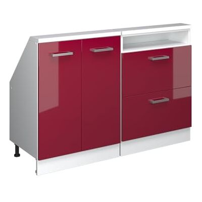 Vicco Meubles sous pente Rion, Rouge brillant/Blanc L120 x P46 cm , Lot de 2, gain de place pour les pièces mansardées Vicco Meubles sous pente Rion, Rouge brillant/Blanc L120 x P46 cm , Lot de 2, gain de place pour les pièces mansardées