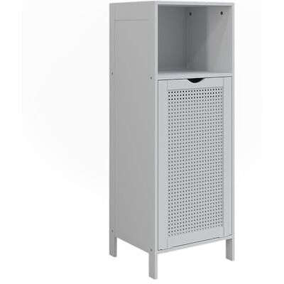 Vicco Meuble salle de bain "Liora", Blanc, 36x98cm avec panier à linge, pour le rangement des accessoires de salle de bain et des serviettes Vicco Meuble salle de bain "Liora", Blanc, 36x98cm avec panier à linge, pour le rangement des accessoires de salle de bain et des serviettes