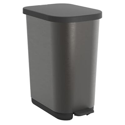 Rotho Ribo Poubelle avec couvercle et pédale, capacité de 25 à 40 litres, utilisation optimale du sac poubelle (graphite) Rotho Ribo Poubelle avec couvercle et pédale, capacité de 25 à 40 litres, utilisation optimale du sac poubelle (graphite)