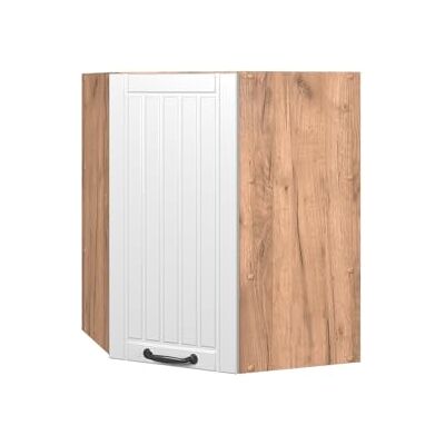 Vicco Elément haut de cuisine "Fame-Line", Blanc campagne, 57cm Façade en MDF · 2 Tablettes · Fermeture douce · Poignées en métal · Solution d’angle gain de place ✓ Vicco Elément haut de cuisine "Fame-Line", Blanc campagne, 57cm Façade en MDF · 2 Tablettes · Fermeture douce · Poignées en métal · Solution d’angle gain de place ✓