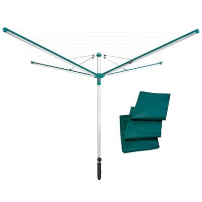 Leifheit Séchoir parapluie Linomatic 600 Deluxe Cover, étendoir parapluie grande surface d'étendage avec douille fixation et housse de protection, séchoir à linge jardin solide et résistant, Easy-lift Leifheit Séchoir parapluie Linomatic 600 Deluxe Cover, étendoir parapluie grande surface d'étendage avec douille fixation et housse de protection, séchoir à linge jardin solide et résistant, Easy-lift