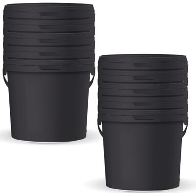 POSH Lot de 10 Seaux avec Couvercle 10 L, Noirs Qualité Alimentaire, Anti-Fuite, Inodore, Robuste et Hermétique, avec Anse POSH Lot de 10 Seaux avec Couvercle 10 L, Noirs Qualité Alimentaire, Anti-Fuite, Inodore, Robuste et Hermétique, avec Anse