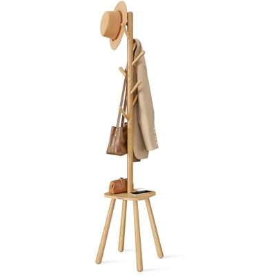 VASAGLE Porte-manteau autoportant avec 8 crochets et étagère de rangement, 170,5 cm de haut, pour manteaux, chapeaux, sacs, pour couloir, entrée, chambre à coucher, beige naturel RCR033N01 VASAGLE Porte-manteau autoportant avec 8 crochets et étagère de rangement, 170,5 cm de haut, pour manteaux, chapeaux, sacs, pour couloir, entrée, chambre à coucher, beige naturel RCR033N01