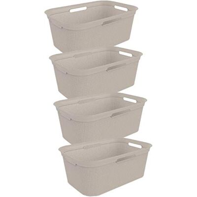Rotho Brisen Lot de 4 paniers à linge en plastique (PP) sans BPA Beige 4 x 40 l Rotho Brisen Lot de 4 paniers à linge en plastique (PP) sans BPA Beige 4 x 40 l
