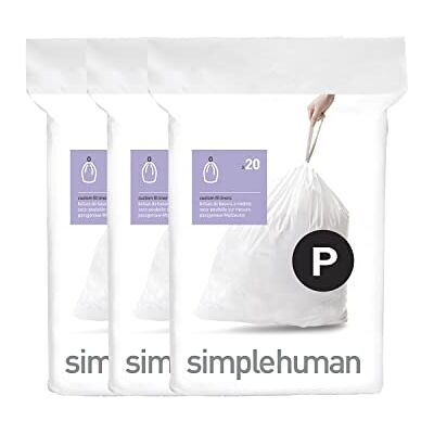 simplehuman CW0263 Code P Lot de 3 sacs poubelle en plastique blanc (3 paquets de 20, total 60 sacs) simplehuman CW0263 Code P Lot de 3 sacs poubelle en plastique blanc (3 paquets de 20, total 60 sacs)