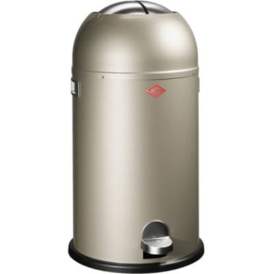 WESCO Poubelle Kickmaster de couleur neutre, tôle d'acier revêtue par pulvérisation, amortisseur intégré, volume de 33 litres, grande ouverture WESCO Poubelle Kickmaster de couleur neutre, tôle d'acier revêtue par pulvérisation, amortisseur intégré, volume de 33 litres, grande ouverture