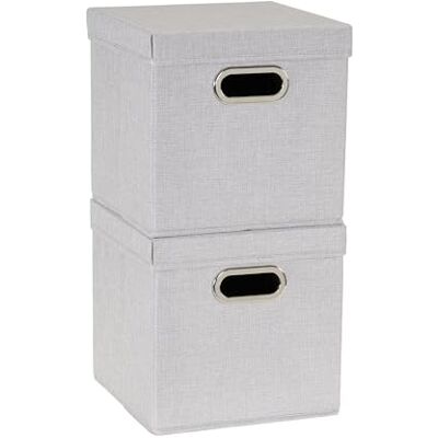 Household Essentials 804-1 Café Cube Ensemble de rangement avec couvercles et poignées Lot de 2 Lin gris Household Essentials 804-1 Café Cube Ensemble de rangement avec couvercles et poignées Lot de 2 Lin gris