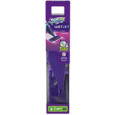 Swiffer WetJet Balai Lave Sol avec Spray, Kit de Démarrage avec 1 Balai Spray +5 Lingettes +1 Solution Nettoyante Liquide + 2 Piles Swiffer WetJet Balai Lave Sol avec Spray, Kit de Démarrage avec 1 Balai Spray +5 Lingettes +1 Solution Nettoyante Liquide + 2 Piles