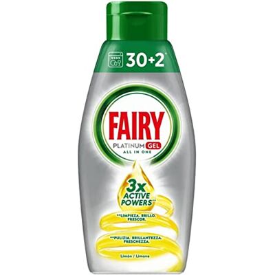 Fairy Platinum Gel Lessive pour lave-vaisselle, citron, 100% dissolution et nettoyage exceptionnel – 780 g Fairy Platinum Gel Lessive pour lave-vaisselle, citron, 100% dissolution et nettoyage exceptionnel – 780 g