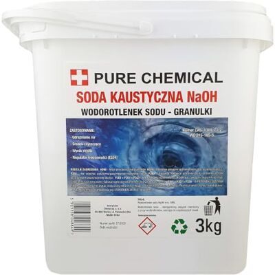 CHOSA Soude Caustique Pure NaOH Hydroxyde de Sodium 3kg Seau Soude Caustique Pure Hydroxyde de Sodium 3kg Seau, Efficace contre bouchons et salissures tenaces CHOSA Soude Caustique Pure NaOH Hydroxyde de Sodium 3kg Seau Soude Caustique Pure Hydroxyde de Sodium 3kg Seau, Efficace contre bouchons et salissures tenaces