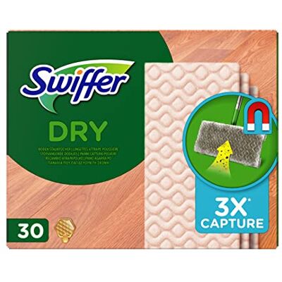 Swiffer Lot de 30 chiffons attrape-poussière en microfibre pour parquet Idéal pour les sols en cire d'abeille et les poils d'animaux Jusqu'à 95% d'allergènes en moins Swiffer Lot de 30 chiffons attrape-poussière en microfibre pour parquet Idéal pour les sols en cire d'abeille et les poils d'animaux Jusqu'à 95% d'allergènes en moins