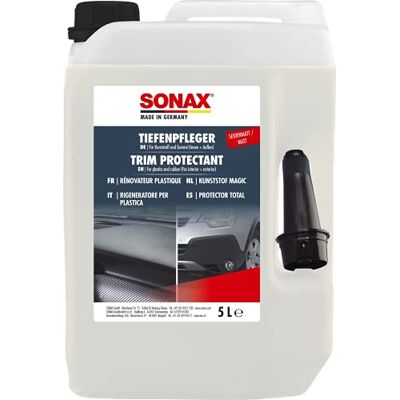 SONAX Rénovateur plastique (5 litres) nettoie restaure et protège les surfaces intérieures et extérieures en plastique Réf: 03835000 SONAX Rénovateur plastique (5 litres) nettoie restaure et protège les surfaces intérieures et extérieures en plastique Réf: 03835000