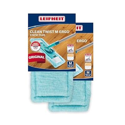 Leifheit Lot de 2X Housse Lave-Sol Static Plus pour Clean Twist M Ergo et PowerClean, Housse de Rechange Microfibres, Housse pour Balai pour sols Lisses, Nettoyage à Sec et dépoussiérage Leifheit Lot de 2X Housse Lave-Sol Static Plus pour Clean Twist M Ergo et PowerClean, Housse de Rechange Microfibres, Housse pour Balai pour sols Lisses, Nettoyage à Sec et dépoussiérage
