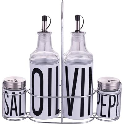 Big is more Ensemble 4 condiments avec support accessoires de cuisine Big is more Ensemble 4 condiments avec support accessoires de cuisine
