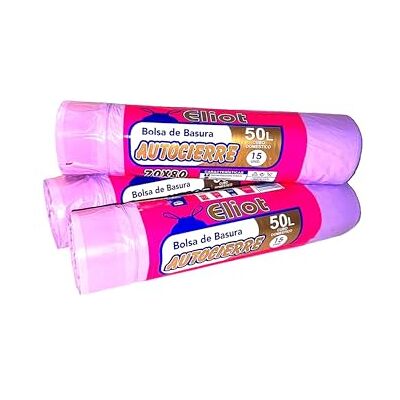 Genérico Sacs poubelle 50L avec fermeture – Pack de 3 rouleaux (45 sacs) résistants à triple couche, parfumés et anti-fuite 70x80 cm pour usage domestique Genérico Sacs poubelle 50L avec fermeture – Pack de 3 rouleaux (45 sacs) résistants à triple couche, parfumés et anti-fuite 70x80 cm pour usage domestique