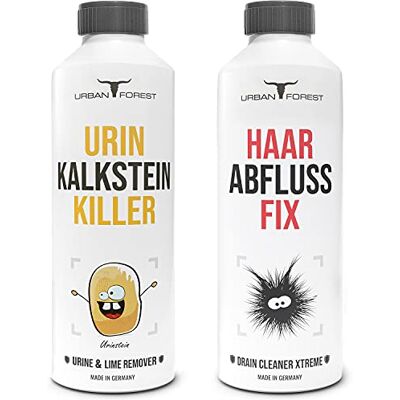 URBAN FOREST Nettoyant pour tuyaux + nettoyant WC extra puissant, 2 x 1000 ml URBAN FOREST Nettoyant pour tuyaux + nettoyant WC extra puissant, 2 x 1000 ml