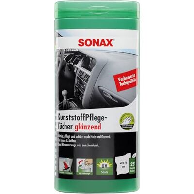 SONAX Lingettes pour plastiques (25 pièces) nettoient et entretiennent plastique, vinyle, bois et caoutchouc Réf: 04121000 SONAX Lingettes pour plastiques (25 pièces) nettoient et entretiennent plastique, vinyle, bois et caoutchouc Réf: 04121000