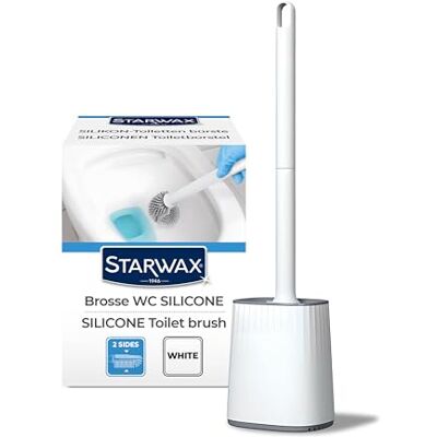 STARWAX Brosse WC Silicone Double Face Nettoyage Facile même dans Les endroits Difficile Séchage Rapide et sans Odeur Robuste Couleur Blanche STARWAX Brosse WC Silicone Double Face Nettoyage Facile même dans Les endroits Difficile Séchage Rapide et sans Odeur Robuste Couleur Blanche