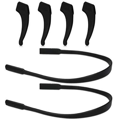 kwmobile Crochets d'oreille lunettes Lot de 4x crochet d'oreille et 2x sangle pour lunettes en silicone antidérapant noir kwmobile Crochets d'oreille lunettes Lot de 4x crochet d'oreille et 2x sangle pour lunettes en silicone antidérapant noir