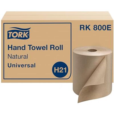 Tork RK800E Lot de 6 rouleaux d'essuie-tout universels en fibre 100% recyclée, compatible avec distributeur H21, naturel Tork RK800E Lot de 6 rouleaux d'essuie-tout universels en fibre 100% recyclée, compatible avec distributeur H21, naturel