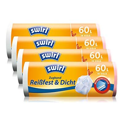 Swirl Melitta Sacs à ordures avec cordon élastique, 60 litres, 4 paquets (4 x 10 pcs.) Swirl Melitta Sacs à ordures avec cordon élastique, 60 litres, 4 paquets (4 x 10 pcs.)