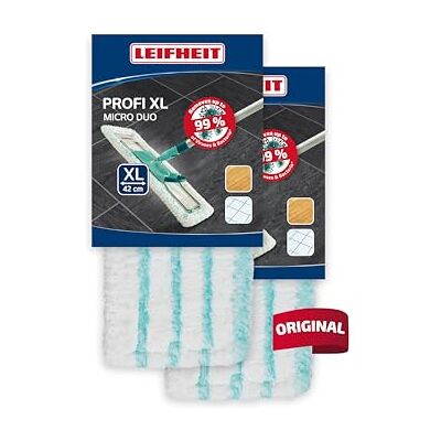 Leifheit Lot de 2 Housses Profi XL Micro Duo, Housse de Rechange en Microfibres pour Balai à Plat Profi XL, Housse absorbante et nettoyante pour Balai serpillère, pour Tous Types de Sol Leifheit Lot de 2 Housses Profi XL Micro Duo, Housse de Rechange en Microfibres pour Balai à Plat Profi XL, Housse absorbante et nettoyante pour Balai serpillère, pour Tous Types de Sol