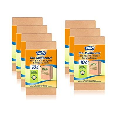 Swirl Lot de 7 rouleaux de 10 sacs poubelle bio 10 litres 100% compostables Swirl Lot de 7 rouleaux de 10 sacs poubelle bio 10 litres 100% compostables