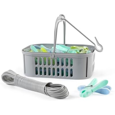 Beldray Panier à pinces, 30 pinces et fil à linge 20 m Beldray Panier à pinces, 30 pinces et fil à linge 20 m