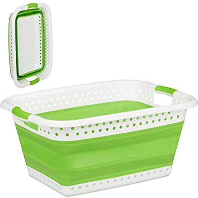 Relaxdays panier à lessive pliable, plastique, silicone, corbeille à linge peu encombrante, HlP 27x61x45,5cm, vert clair Relaxdays panier à lessive pliable, plastique, silicone, corbeille à linge peu encombrante, HlP 27x61x45,5cm, vert clair