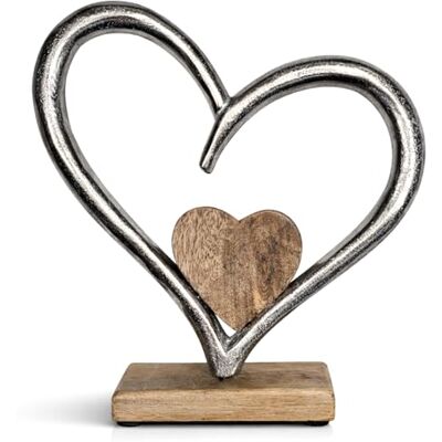 com-four ® cœurs premium en métal sur socle en bois de manguier avec patins antidérapants décoration pour table et rebord de fenêtre com-four ® cœurs premium en métal sur socle en bois de manguier avec patins antidérapants décoration pour table et rebord de fenêtre