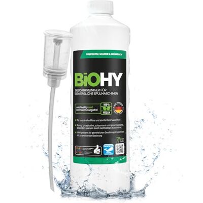 BIOHY Vaatwasmiddelen voor commerciële vaatwassers (1 Liter Fles) + doseerder PHOSPHATE-FREE Geconcentreerd voor de gastronomie stralende glans (Geschirrreiniger) BIOHY Vaatwasmiddelen voor commerciële vaatwassers (1 Liter Fles) + doseerder PHOSPHATE-FREE Geconcentreerd voor de gastronomie stralende glans (Geschirrreiniger)